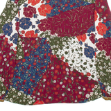 ZARA Womens Printed Blouse Maroon V-Neck Long Sleeve Floral XS
