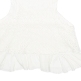 ZARA Womens Smock Vest White Sleeveless Argyle S