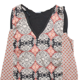 ZARA Womens Printed Vest Black V-Neck Sleeveless Silk Crazy Pattern M
