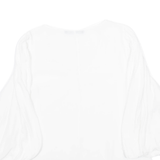 ZARA Womens Blouse White V-Neck Puff Sleeve Viscose M