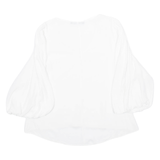 ZARA Womens Blouse White V-Neck Puff Sleeve Viscose M