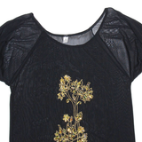 Womens Printed Top Black Viscose Floral M