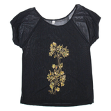 Womens Printed Top Black Viscose Floral M