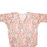 Womens Oversized Blouse Red Long Sleeve Floral M