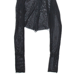 Distressed Womens Shirt Black Collared Long Sleeve Viscose S