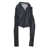 Distressed Womens Shirt Black Collared Long Sleeve Viscose S