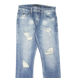 GUESS Distressed Mens Jeans Blue Slim Tapered Stone Wash W30 L32