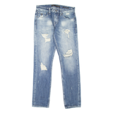 GUESS Distressed Mens Jeans Blue Slim Tapered Stone Wash W30 L32