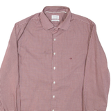 CALVIN KLEIN Mens Shirt Maroon Gingham Long Sleeve M