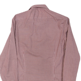 CALVIN KLEIN Mens Shirt Maroon Gingham Long Sleeve M