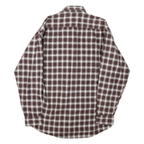 WORLD OF BASIC Mens Flannel Shirt Brown Check Long Sleeve M