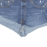 LEVI'S Turn Up 501 Womens Denim Shorts Blue Relaxed L W34