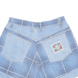 OSCAR FASHION Turn Up Womens Denim Shorts Blue Relaxed 90s Check M W28