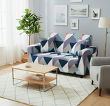 Anyseat 4-Seater Sofa Cover – Blue White Geometric Style Slipcover for Living Room Chair Protection