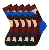 Anyfootwear 5 Pairs Size 5-9 Women Fashion Socks Combed Cotton Nature Oil Painting Print Novelty Funny Happy Crew Socks Casual Colorful Christmas Gift