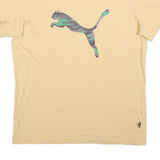 PUMA Mens Beige T-Shirt L Short Sleeve Crew Neck Cotton Blend Camouflage Print