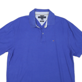 TOMMY HILFIGER Mens Blue Polo Shirt XL Cotton Trim Fit Classic Logo