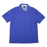 TOMMY HILFIGER Mens Blue Polo Shirt XL Cotton Trim Fit Classic Logo