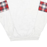 Mens White Sweatshirt San Francisco Golden Gate Bridge Half Zip M Plaid Detail