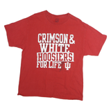 PRO EDGE Mens Red Crimson & White Hoosiers For Life Graphic T-Shirt L Crew Neck