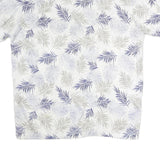 BLUE CALLER Mens White & Blue Leaf Print Casual Shirt 3XL Cotton Summer Short