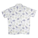 BLUE CALLER Mens White & Blue Leaf Print Casual Shirt 3XL Cotton Summer Short