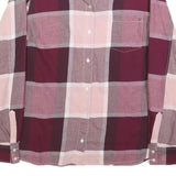 TOMMY HILFIGER Womens Pink & Burgundy Check Shirt M Cotton Long Sleeve Casual