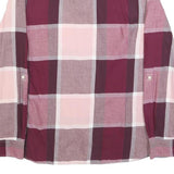 TOMMY HILFIGER Womens Pink & Burgundy Check Shirt M Cotton Long Sleeve Casual