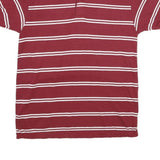 CUCAMONGA Mens Maroon & White Striped Short Sleeve Polo Shirt M Casual Comfort