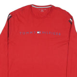 TOMMY HILFIGER Mens Red Long Sleeve Crew Neck XL Cotton Blend T-Shirt Striped