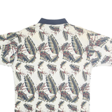 ANCHOR BLUE Mens Cream Navy Leaf Print Short Sleeve Polo Shirt M Cotton
