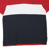 NAUTICA Mens Red & White & Navy Cotton Blend Polo Shirt Short Sleeve L Classic