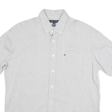TOMMY HILFIGER Mens White & Navy Blue Dot Pattern Shirt M Button-Down Short