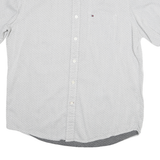 TOMMY HILFIGER Mens White & Navy Blue Dot Pattern Shirt M Button-Down Short