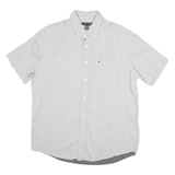 TOMMY HILFIGER Mens White & Navy Blue Dot Pattern Shirt M Button-Down Short