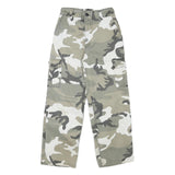 Womens Relaxed Fit Cotton Blend Grey & White Camouflage Cargo Trousers W24 L25