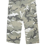 Womens Relaxed Fit Cotton Blend Grey & White Camouflage Cargo Trousers W24 L25