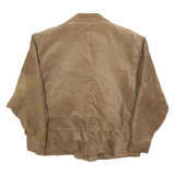 BEYOND LEATHER Womens Beige Suede Jacket S Woven Zip Closure Casual Outerwear