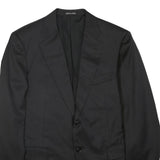 Mens Black Classic Button Jacket L Polyester Blend Plain Elegant Formal