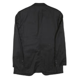 Mens Black Classic Button Jacket L Polyester Blend Plain Elegant Formal