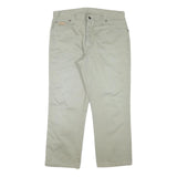 WRANGLER Mens Regular Beige Cotton Blend Zip Trousers W35 L27 Classic Straight