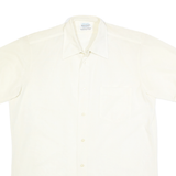 MANCRAFT Womens Cream Nylon Shirt XS Classic Button Front Short Sleeve