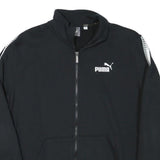 PUMA Mens Black Jacket L Cotton Blend Zip Plain Sports Logo Track Jacket