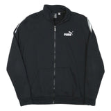 PUMA Mens Black Jacket L Cotton Blend Zip Plain Sports Logo Track Jacket
