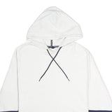 NAUTICA Mens White & Navy Stripe Pullover Hoodie L Cotton Casual Wear