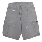 DICKIES Mens Grey Cargo Cotton Shorts L W34 Workwear Utility Pockets