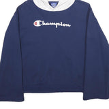 CHAMPION Womens Navy & White Hoodie XL Logo Cotton Casual Sweatshirt