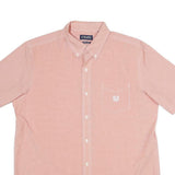 CHAPS Mens Pink Plain Cotton Short Sleeve Shirt L Button-Down Collar Casual