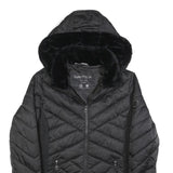 NAUTICA Womens Black Polyester Blend Quilted Jacket S Zip Hooded
