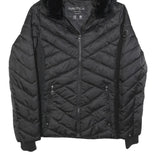 NAUTICA Womens Black Polyester Blend Quilted Jacket S Zip Hooded
